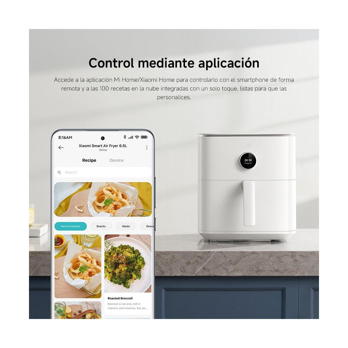 Xiaomi Smart Air Fryer 6.5L Freidora de Aire 1800W WiFi y App | Blanco / Negro