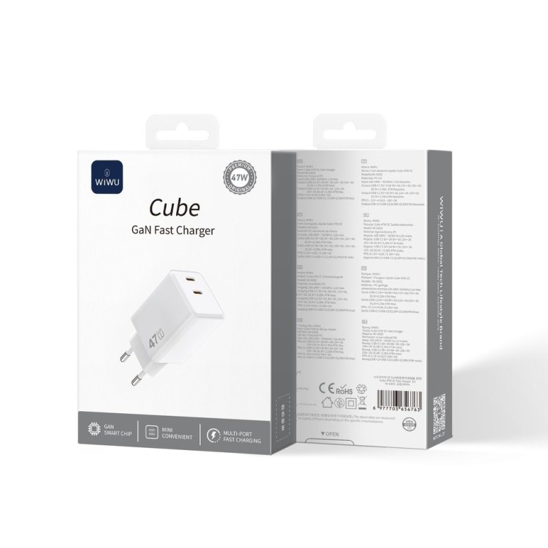 Cube – Cargador Rápido GaN 45W PD 2C + Cable USB-C