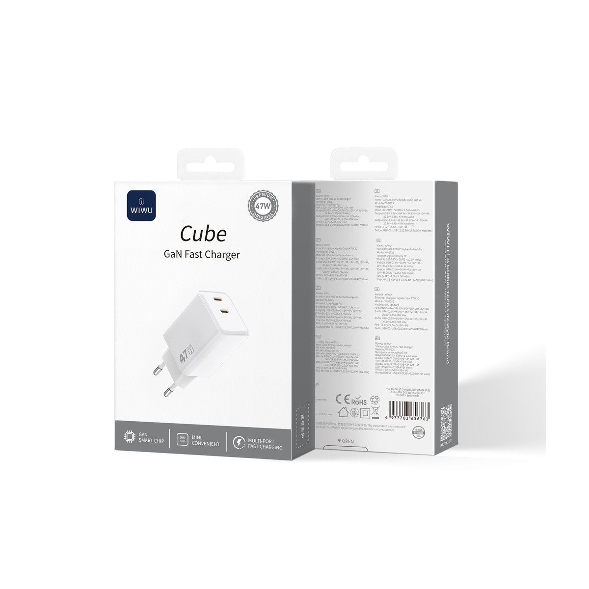 Cube – Cargador Rápido GaN 45W PD 2C + Cable USB-C