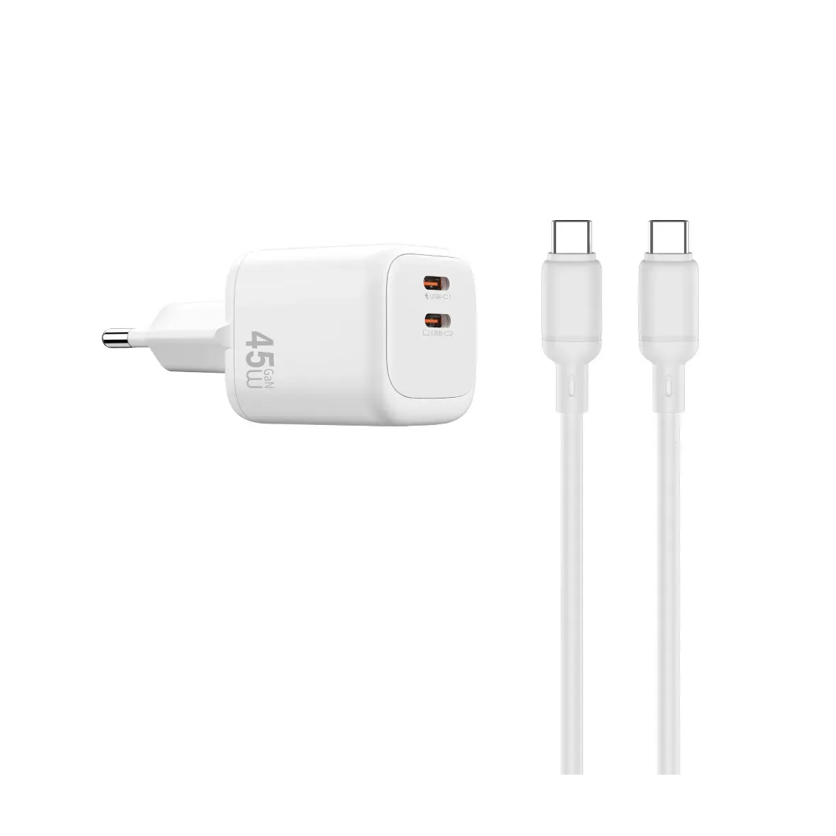 Cube – Cargador Rápido GaN 45W PD 2C + Cable USB-C