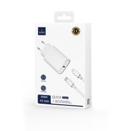 QUICK – Cargador Rápido GaN 20W PD + Cable USB-C a Lightning