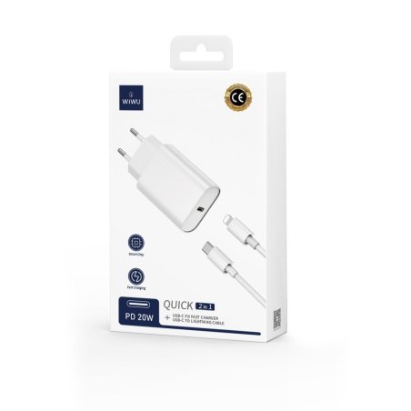 QUICK – Cargador Rápido GaN 20W PD + Cable USB-C a Lightning