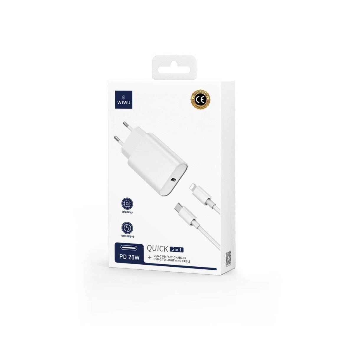 QUICK – Cargador Rápido GaN 20W PD + Cable USB-C a Lightning