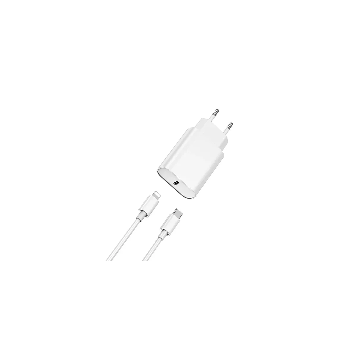 QUICK – Cargador Rápido GaN 20W PD + Cable USB-C a Lightning